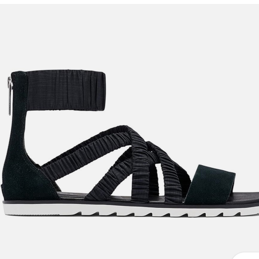 Sorel Ella II Ankle Strap Sandal Black, 8